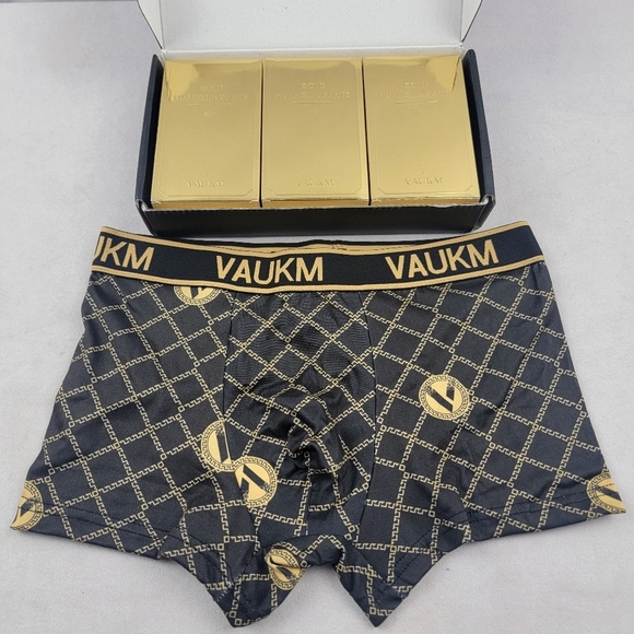 NWT Vaukm gold bar printed boxer briefs set of 3 all size Medium - Picture 2 of 4